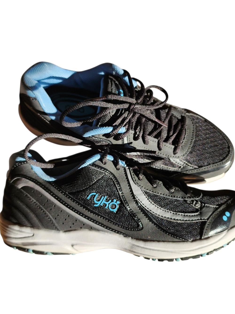 Ryka Dash 3 Walking Shoes Women's 7.5 Black Blue Athletic Sneakers Comfort Fit
